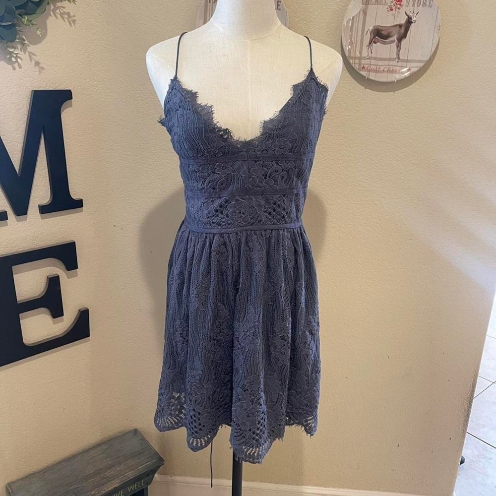 Two sister blue dress tie back